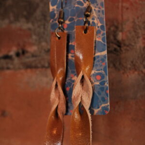 Leather Braid Earrings - Golden