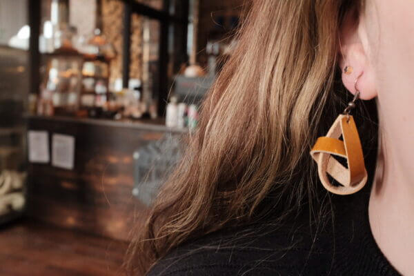 Leather Vortex Earrings - Golden